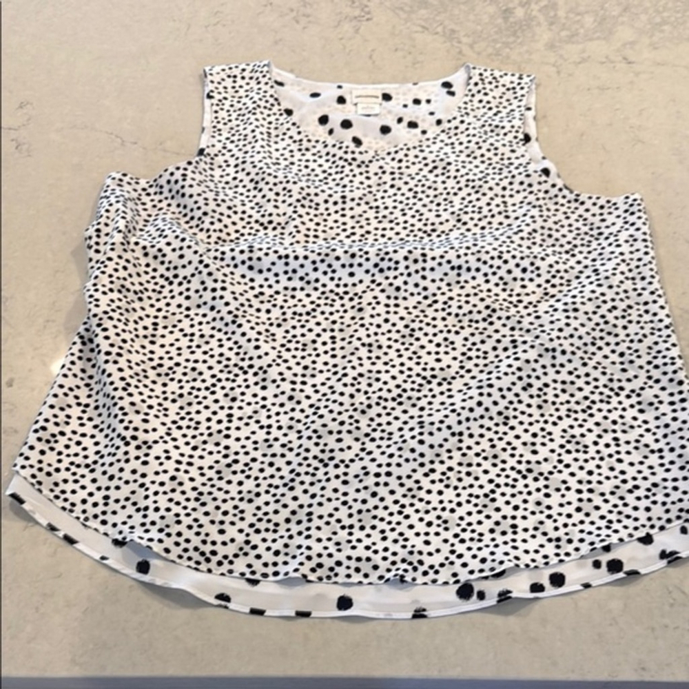 Chicos Black and White Polka Dot Sleeveless Top Large
